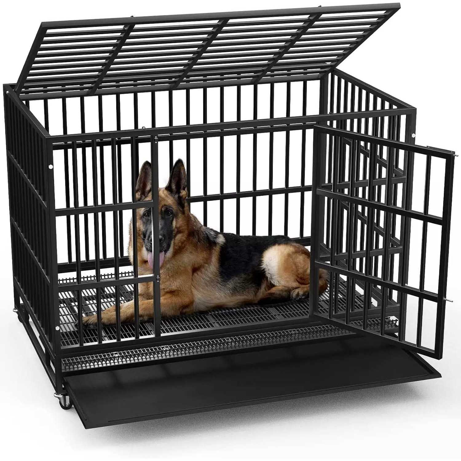 Vitesse Heavy Duty Indestructible high Anxiety Dog Crate cage for Outdoor and Indoor with Removable Tray - Pet Supplies online store