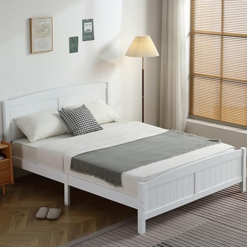 Karl home Wood Bedframe Twin Bed Frame with Headboard Bedroom Platform Bed with Footboard, 12 Wood Slat Support, No Box Spring Needed, Gray