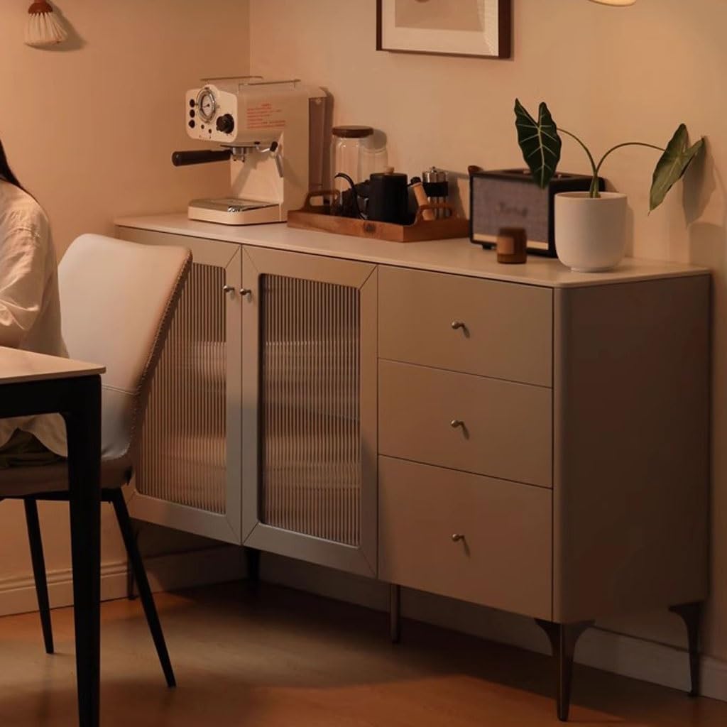 FAREWELL Buffet Cabinet Solid Wood Sideboard Restaurant Light Luxury Tea Cabinet Simple Slate Storage Cabinet Home Kitchen Storage Cabinets Cutlery Storage Cabinet