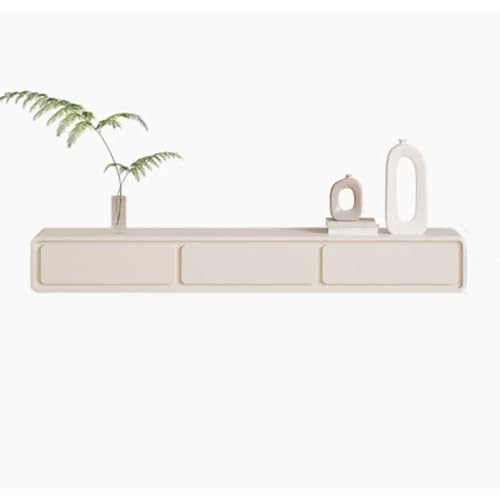 tv units for living room Floating 78.7/86.6 inch TV Cabinet with Drawers, Wall Mounted Entertainment Center with Storage and Open Shelf, Media Console Table Stand for Living Room, Bedroom, Cream White