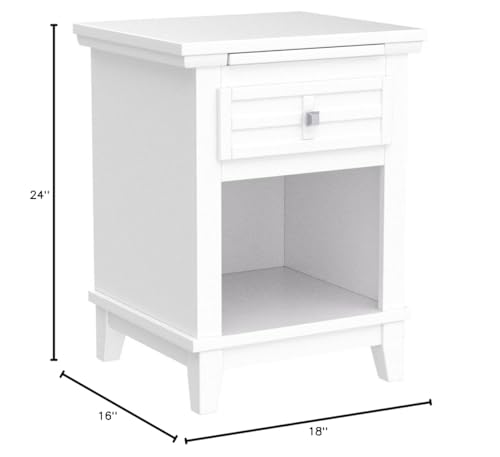 MUSEHOMEINC Rustic Wood Nightstand/End Table with Drawer, and Pull-Out Tray/End Table for Bedroom Open Cabinet Storage Home Furniture,Teak Finish