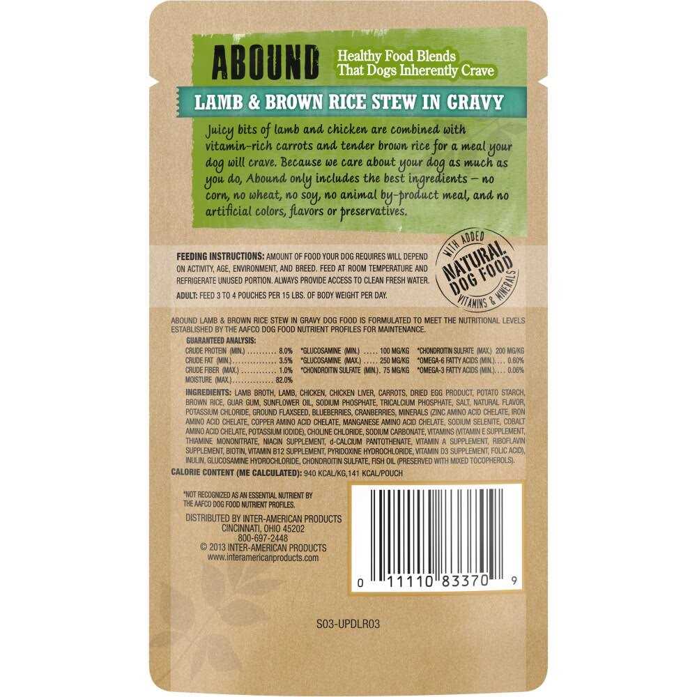 Abound Dog Food Natural Lamb & Brown Rice Stew in Gravy - Pet Supplies online store