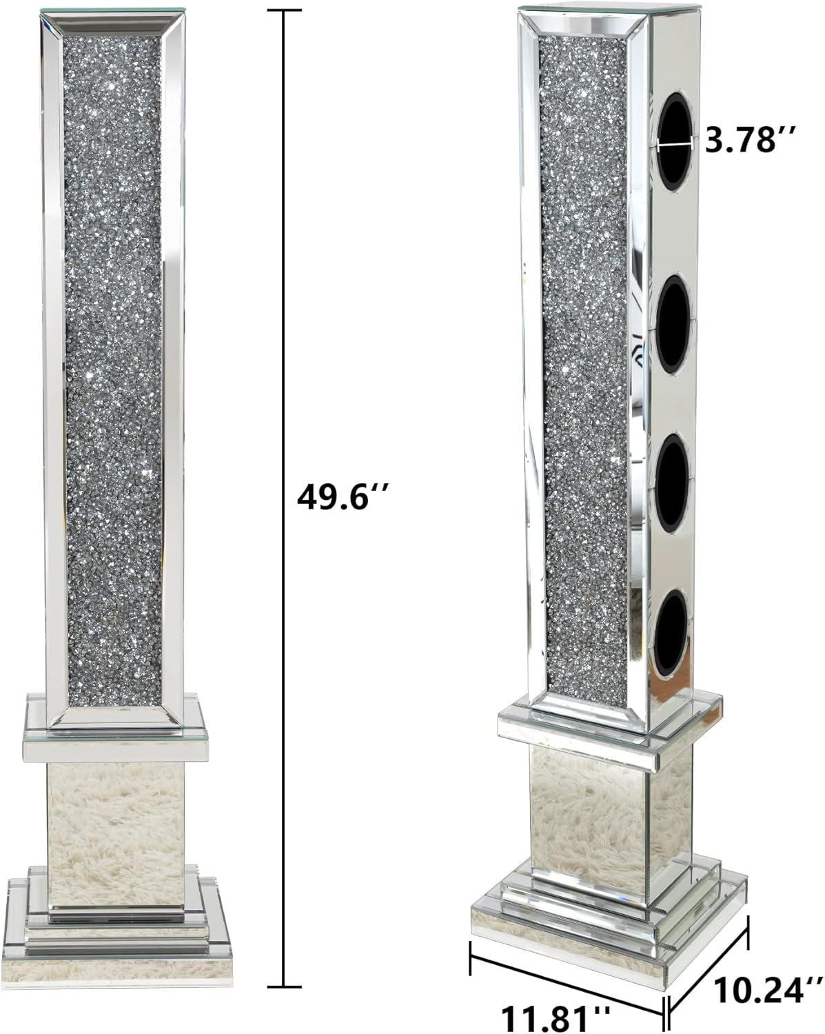 Mirrored Diamond Console Table and Mirrored Diamond Wine Rack Set