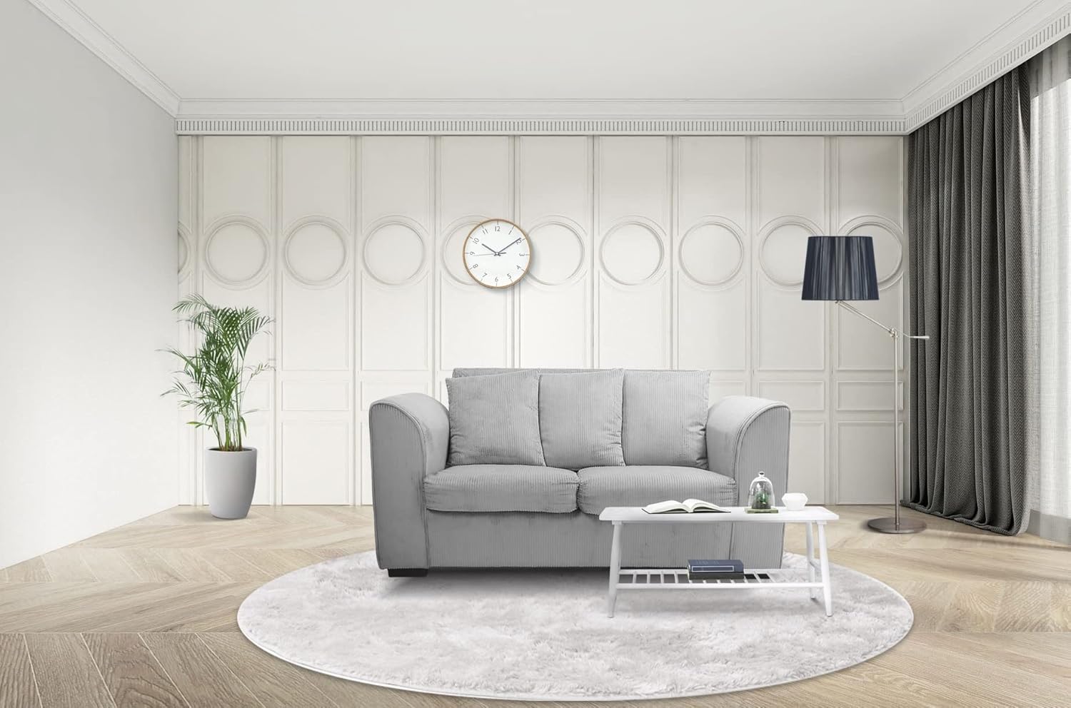 Modern Double Sofa Light Grey for Living Room Bedroom