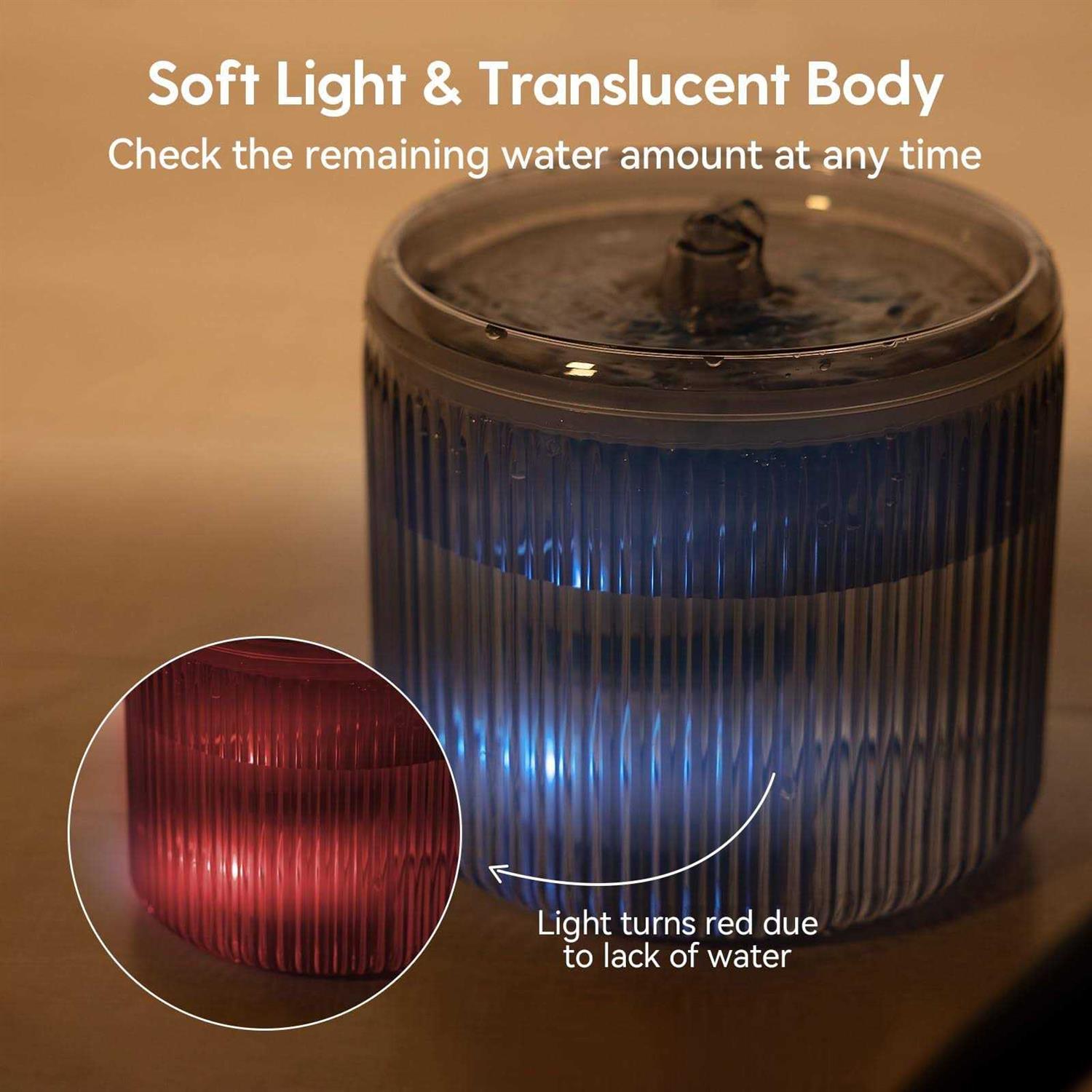 Cat Water Fountain with LED Light 88oz/2.6L No Pawblems Ultra Quiet Pet Water Fountain with 2 Flow Modes - Pet Supplies online store