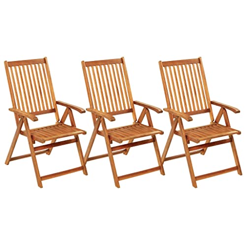 Folding Patio Chairs 3 pcs with Cushions Solid Acacia Wood,VintageInspired Folding Acacia Wood Garden Chair with Cushions for Ultimate Comfort and Style Outdoor Seating Furniture