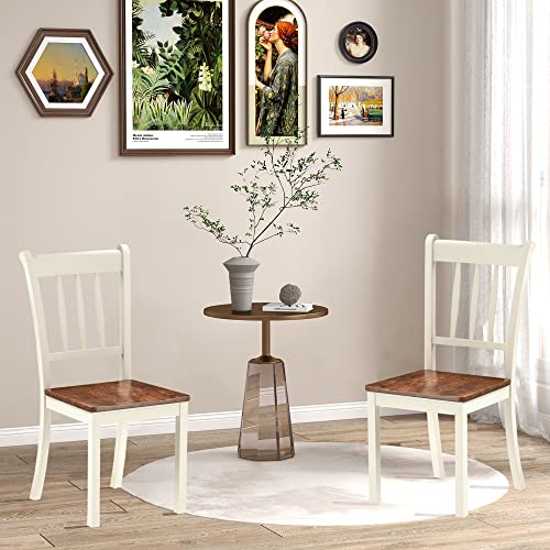 Natural Wood Dining Chair Set of 2,18 inch Seat High Armless Spindle Back Dining Chair,100 Degree Curved Backrest Spacious Seat,Wooden Seat Whitesburg Accent Side Chair for Kitchen (Black)