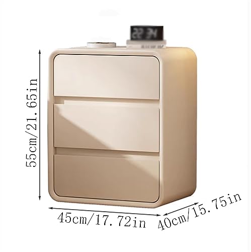 Bedside Table Nightstands All Wood Three Drawers Simple Bedside Table Rounded Edges Hidden Handle Bedside Furniture Wood Frame Microfiber Leather Wrapped Headboard Frame(F,XL)