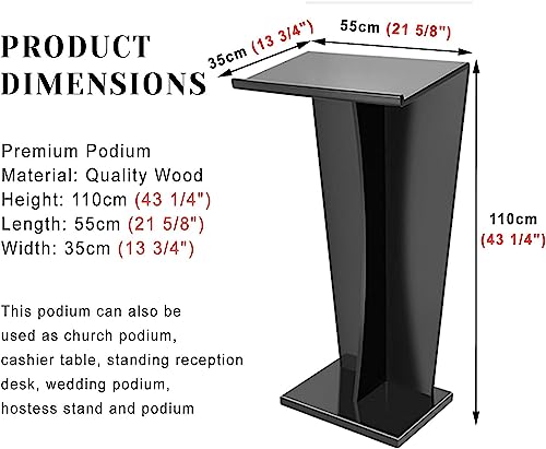 Modern MDF Podium Stand Portable Church Pulpit Floor Standing Presentation Lectern Table Reception Desk for Classroom Office Restaurant 55 * 35 * 110CM