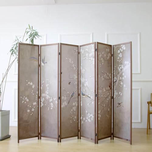 6 Panel Room Divider Screen,Double Faced Room Divider Folding Wall Divider for Room Separation,Mountains and Waters Landscape,67