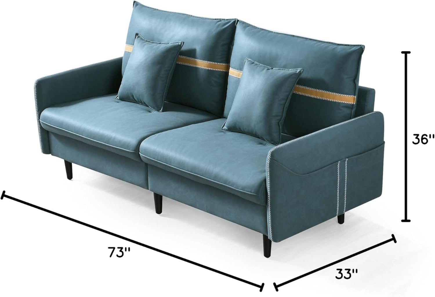 3 Tufted Love Seats are Suitable for Living Room, Bedroom, Office, Apartment, Dormitory, Studio and Small Space, Including 3 Pillows (Light Blue)