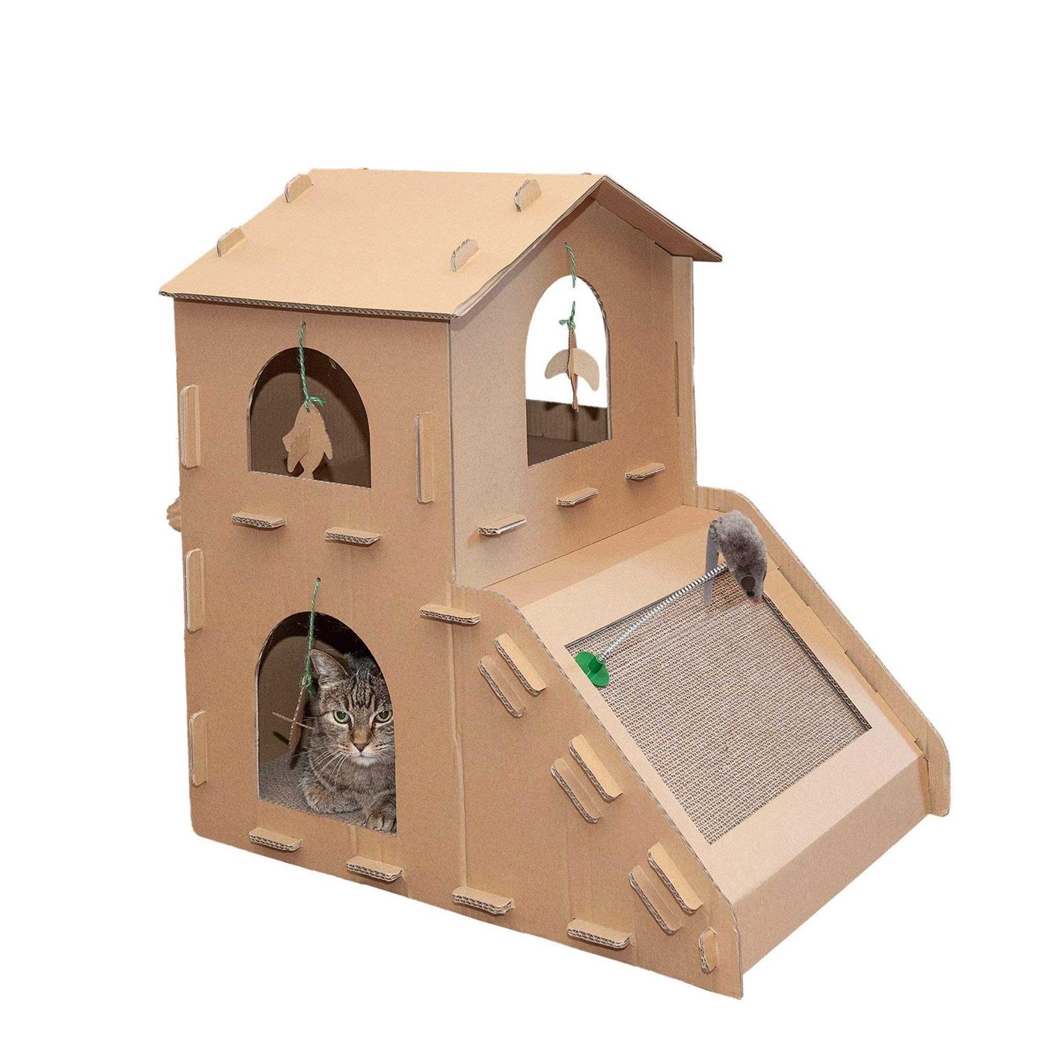 FurHaven Corrugated Cat Scratcher House with Catnip - Pet Supplies online store
