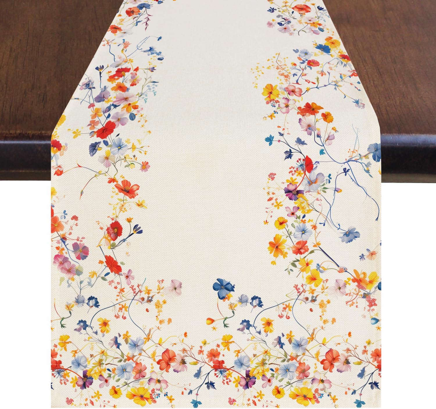 Blue Purple Floral Table Runner 72