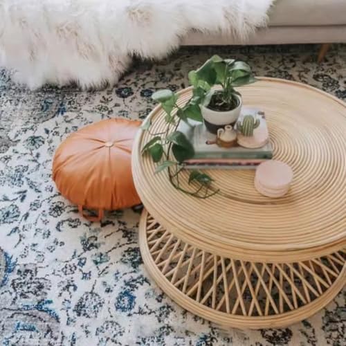 Table Retro Rattan Round Coffee Table Small Round Table Simple Style Homestay Real Rattan Round Table Coffee Table