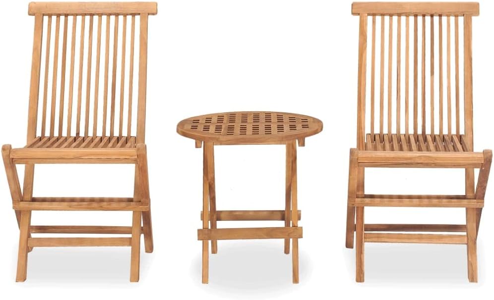 3 Piece Folding Patio Dining Set Solid Teak Wood,Furniture,Outdoor Furniture,Outdoor Furniture Sets,Brown,17.68kg/38.896ib