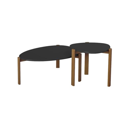 Manhattan Comfort Gales Mid Century Modern End Table with Oval Triangle Shaped Top, Accent Furniture for Living Room Made from Solid Eucalyptus Wood, Matte White