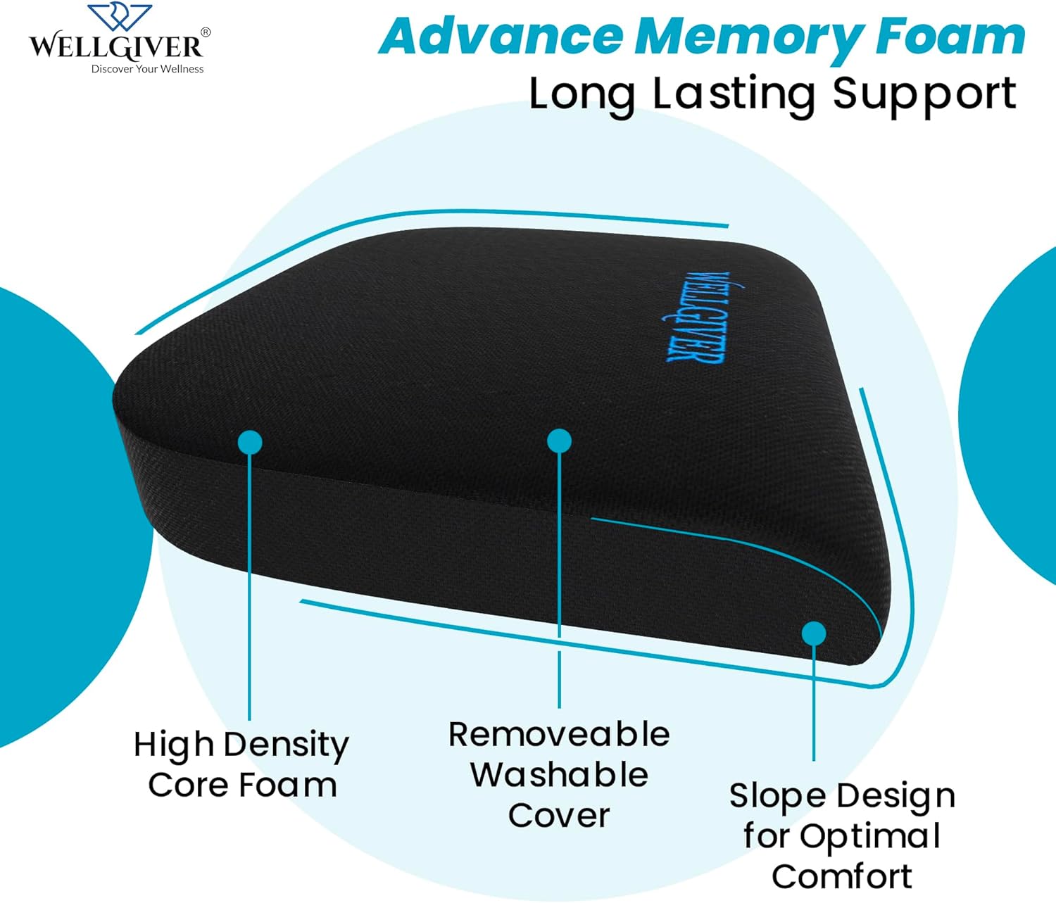 Extra Large Memory Foam Seat Cushion for Office Chair, Recliner, Wheelchair & Meditation, Coccyx Cushion for Tailbon, Floor Pillow with Breathable & Washable Cover & Carry Handle