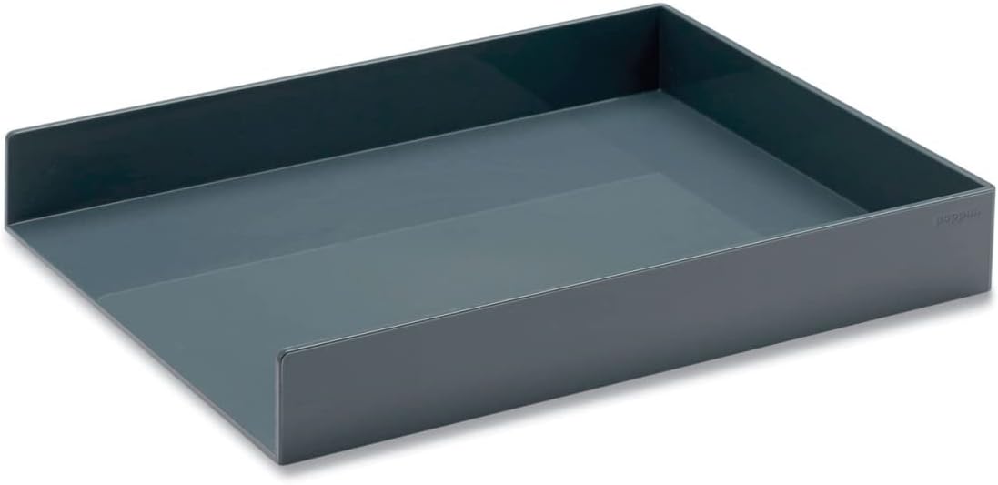 Poppin 104208 Stackable Letter Trays Dark Gray - Pack of 2
