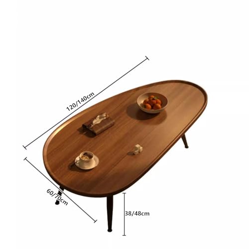 Oval Coffee Table,Wooden Farmhouse Coffee Table,Oval Tea Table Accent Furniture,Easy Assembly,Easy to Move for Small Space,Open Space Minimalist,for Living Room, Bedroom.(White,120*60*38cm)