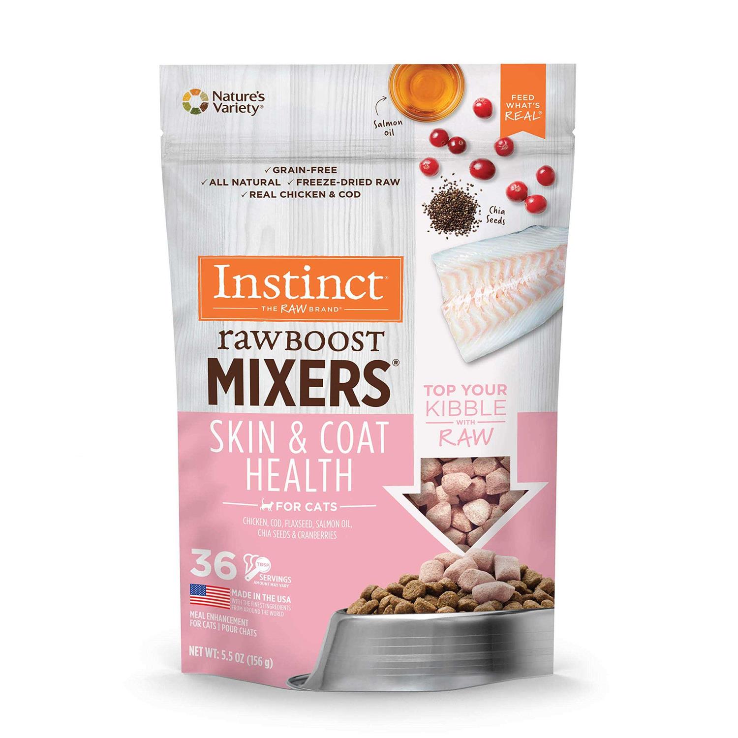 Instinct Freeze-Dried Raw Boost Mixers Grain-Free Skin & Coat Health Recipe Cat Food Topper - Pet Supplies online store