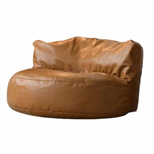 Bean Bag Chair PU Leather Bean Bag Sofa Cover without Filler Couch Pouf Sofa Case Adults Beanbag Chair Lazy Armchair Couch Floor Seating Living Room Furniture(Dust yellow)