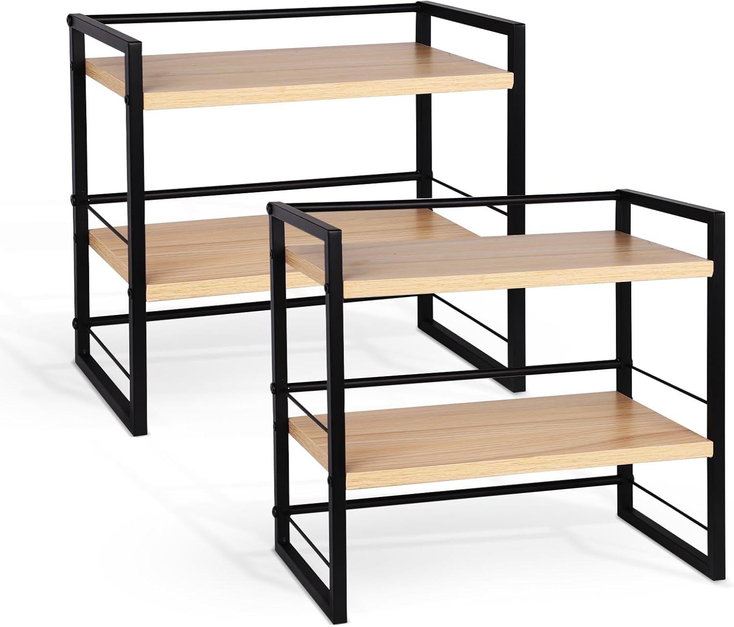 Desk Organizer Shelf,Set of 2 Wood Office Desktop Storage Shelf,2 Tier Mini Bookshelf/Kitchen Counter Shelf/Cabinet Organizer