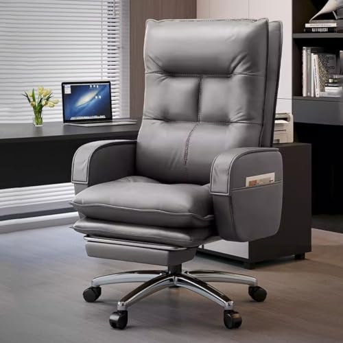 Massage Office Chair Executive Chair with Footrest Computer Desk Chair with 7-Point Massage,Leather High Back Swivel Office Desk Chair with Padded Armrest,Task Chairs with Wheels/Black