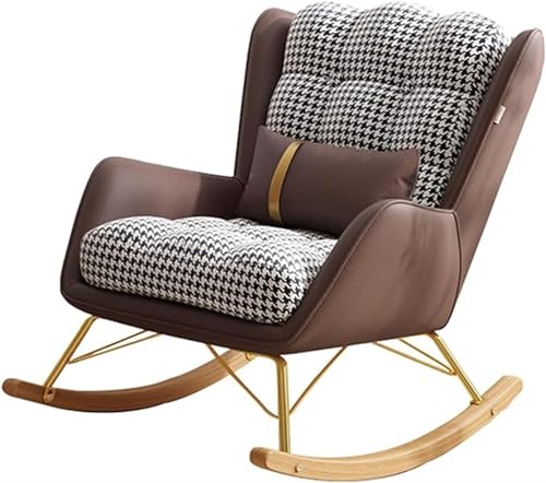 Balcony Leisure Rocking Chair,Technology Fabric Recliner Chair, Rocking Chair for Adults at Home,The Comfy Living Room Chairs, Reading Chair, Living Room Lunch Break (Color : Off White)