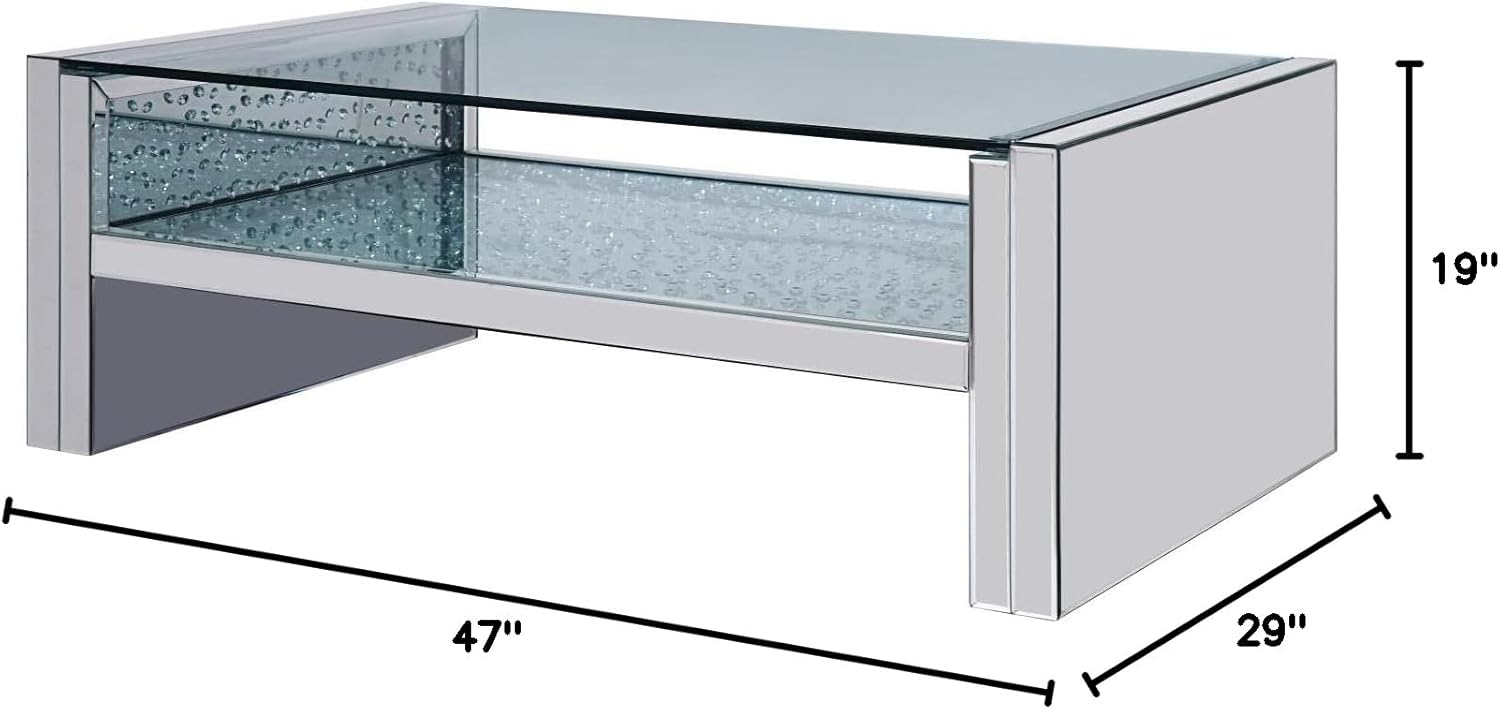 Acme Nysa Coffee Table in Mirrored and Faux Crystals