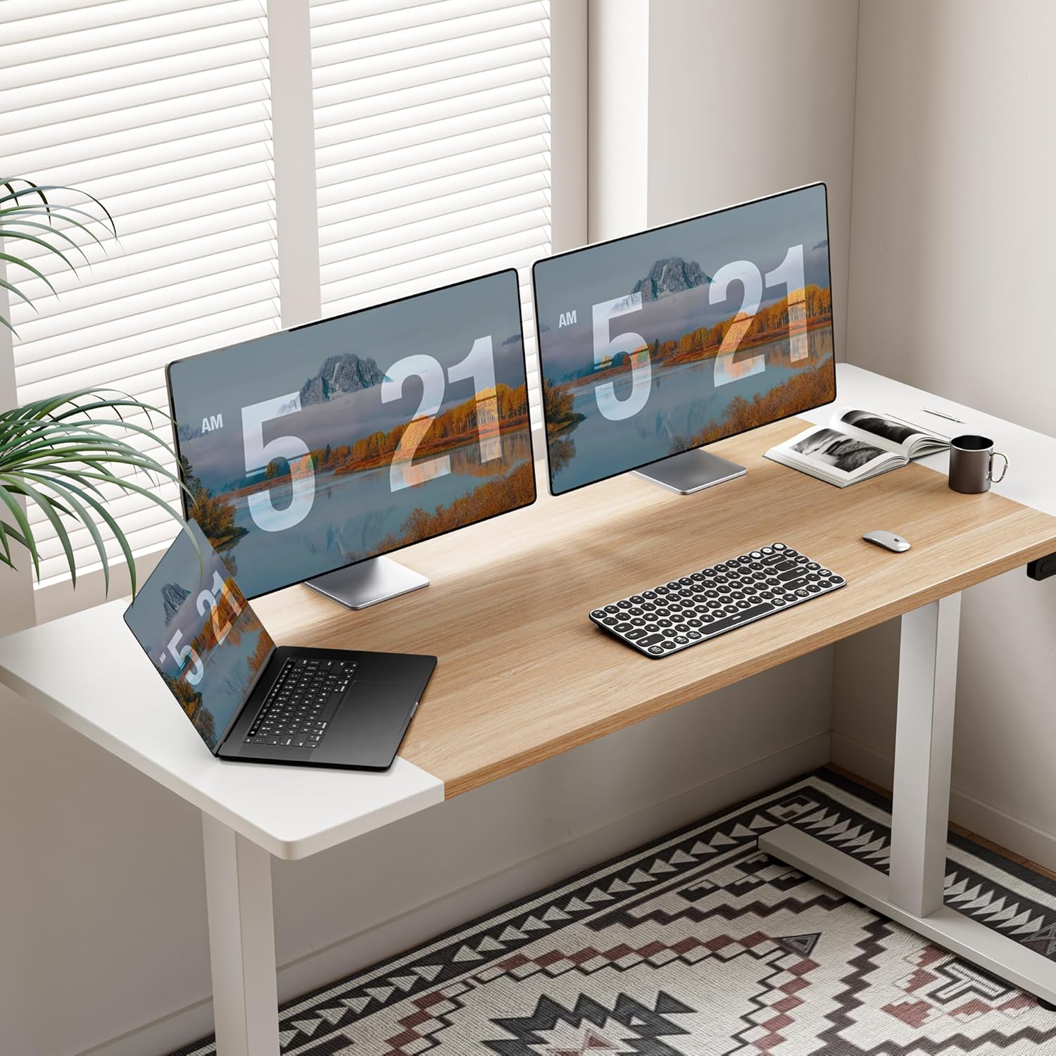 Electric Standing Desk Adjustable - 47 x 24 Inch Sit Stand up Desk with Cable Management - 3 Memory Preset Adjustable Height Desk Computer Home Office Desk