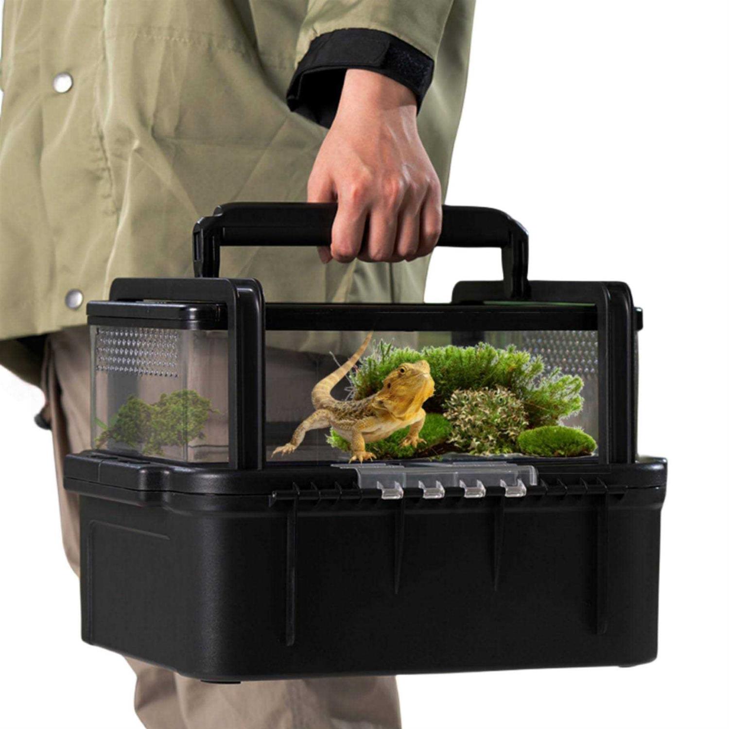 AZV Small Pet Carrier for Travel Amphibians Habitat Terrarium Kits Guinea Pig Carrier Lizard Bird Rabbit Carrier Cage with Tweezer Bowl for Spider - Pet Supplies online store