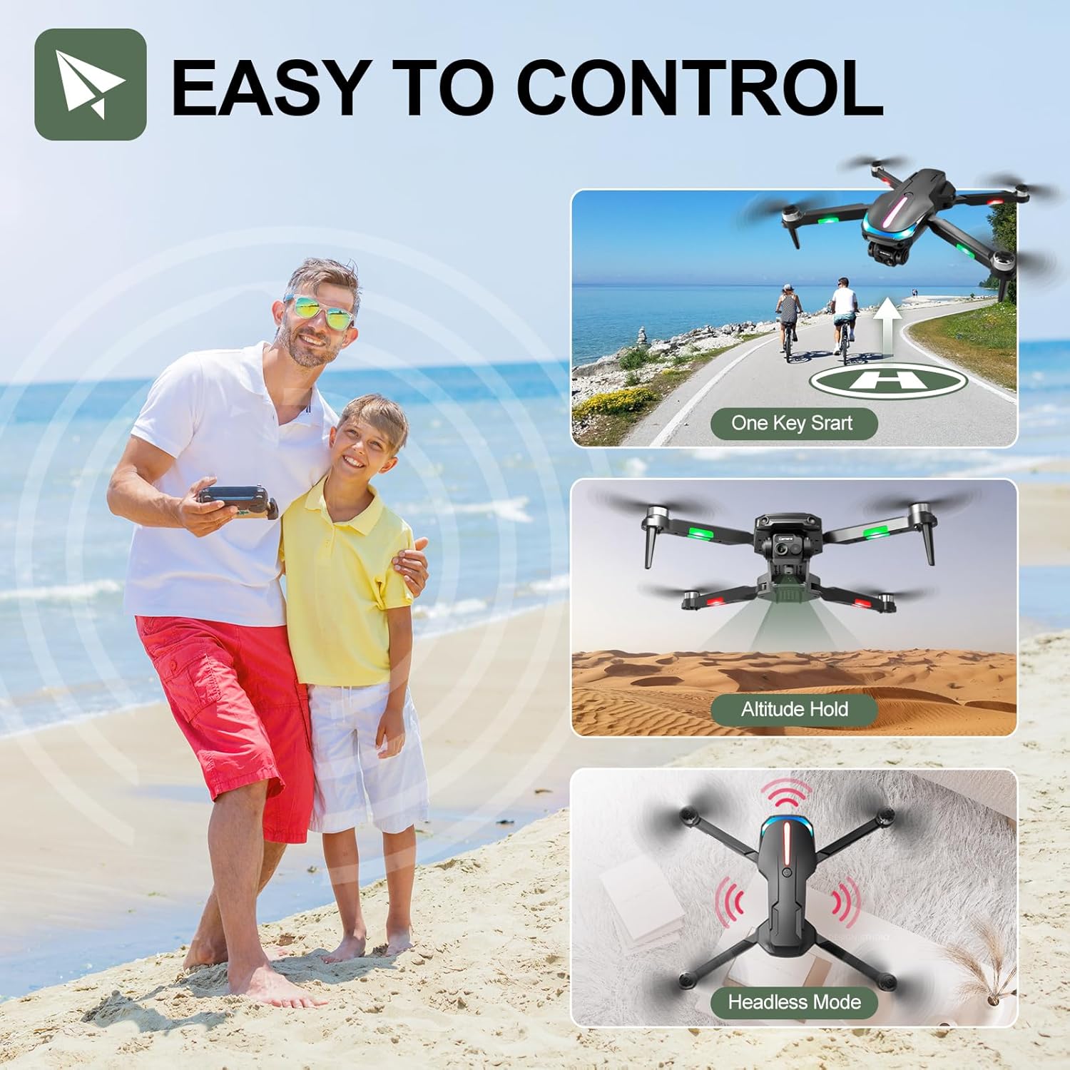 Brushless Motor Foldable Drones with 1080P HD Dual Camera for Kids/Adults/Beginners,RC Quadcopter 2.4G WiFi FPV Live Video, Altitude Hold, Headless Mode, One Key Take Off with 2 Batteries(black)