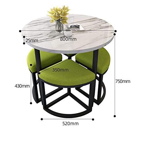 Modern Small Coffee Table,Round Dining Room Table Set,Kitchen Table and Chairs Set for 4,Office Business Hotel Lobby Dining Table Set,Diameter 80CM,for Bedroom, Living Room,Balcony,Apartment ( Color :