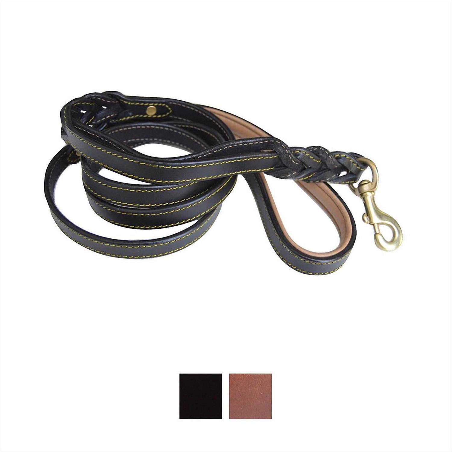 Soft Touch Collars 6 Foot Braided Leather Dog Leash with Traffic Handle, Two Handles for Training and Safety - Pet Supplies online store