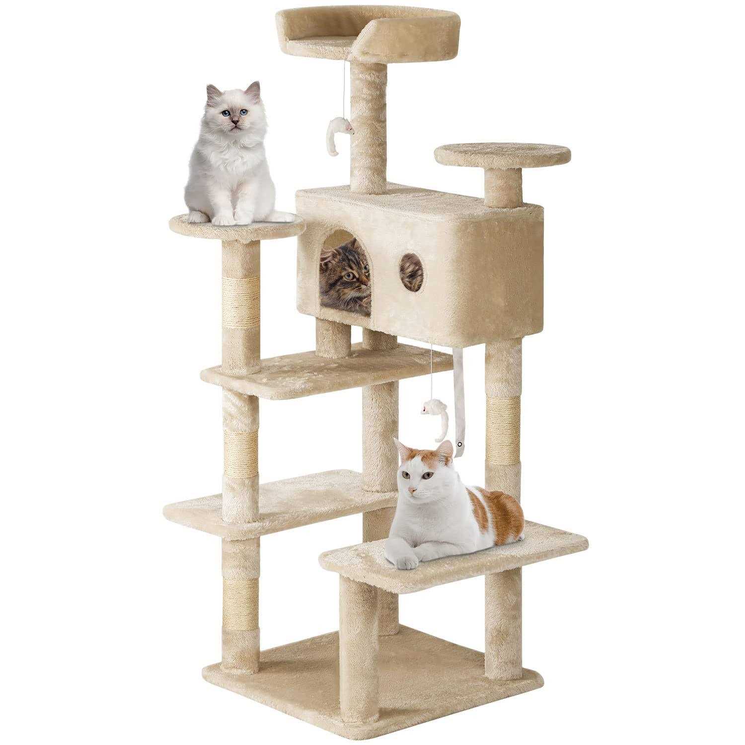 Bestpet 54in Cat Tree Tower with Cat Scratching Posts Stand House Cat Condo with Funny Toys - Pet Supplies online store