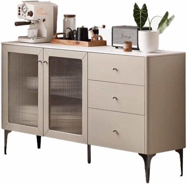 FAREWELL Buffet Cabinet Solid Wood Sideboard Restaurant Light Luxury Tea Cabinet Simple Slate Storage Cabinet Home Kitchen Storage Cabinets Cutlery Storage Cabinet