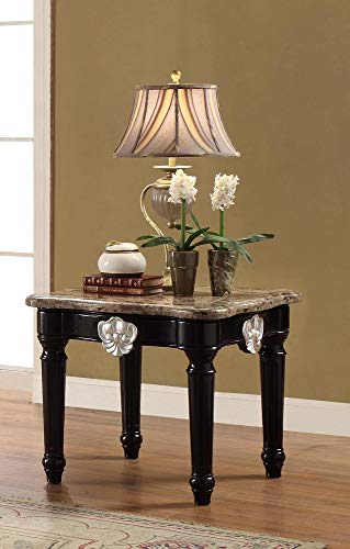 Acme Gorsedd Square Marble Top End Table in Golden Ivory
