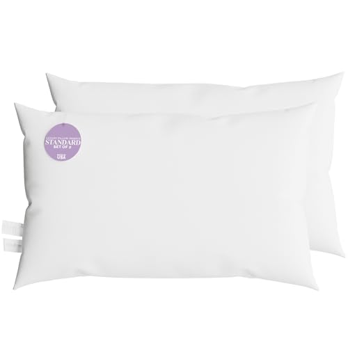 Pillows Queen Size Set of 2 20x30 Pillow Insert USA Made Pillows Sleeping Pillow Insert by Looms and Linens for Queen Pillows Set of 2 Bedroom with hypoallergenic cushion filler