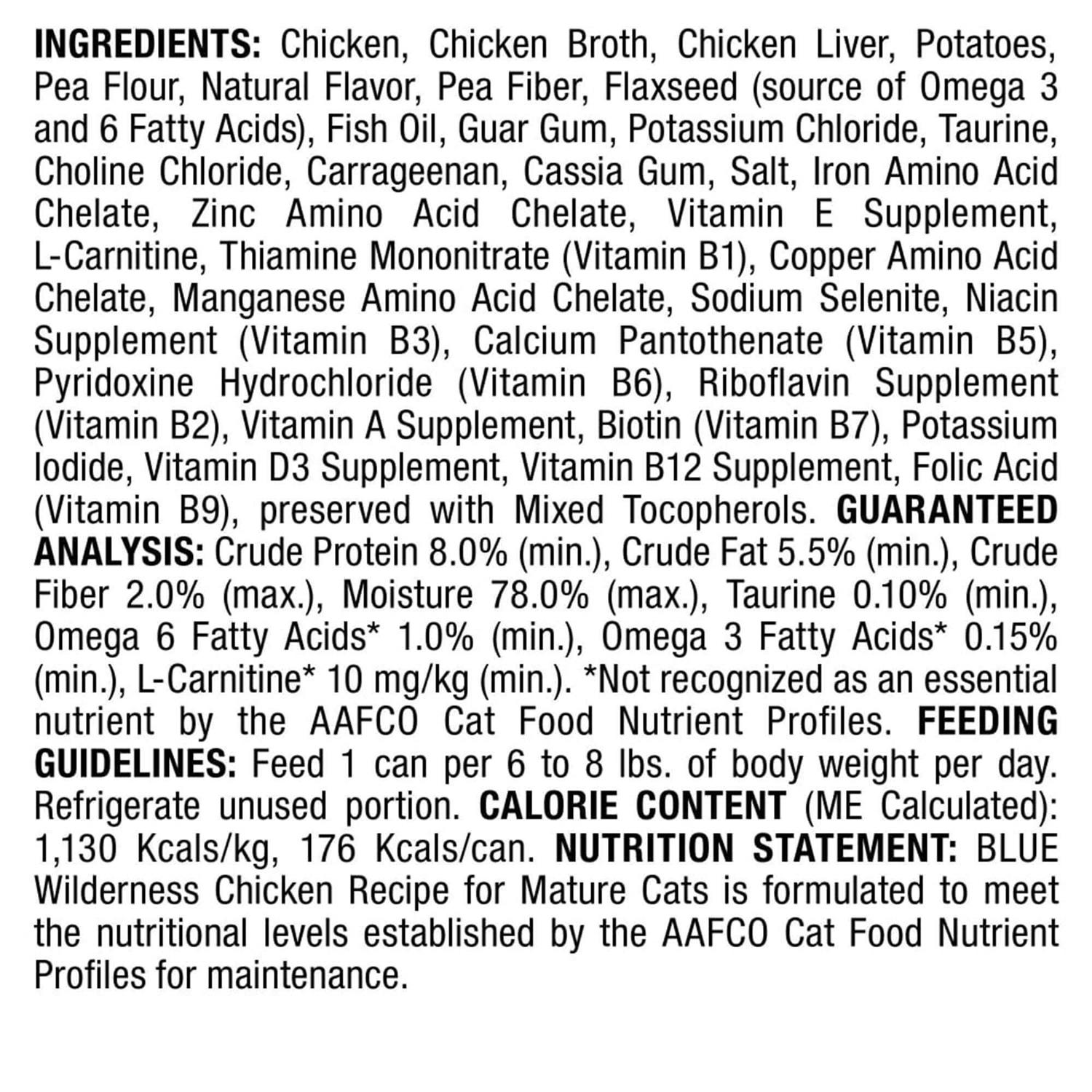Blue Buffalo Wilderness Mature Chicken Recipe Grain-Free Wet Cat Food Can - Pet Supplies online store