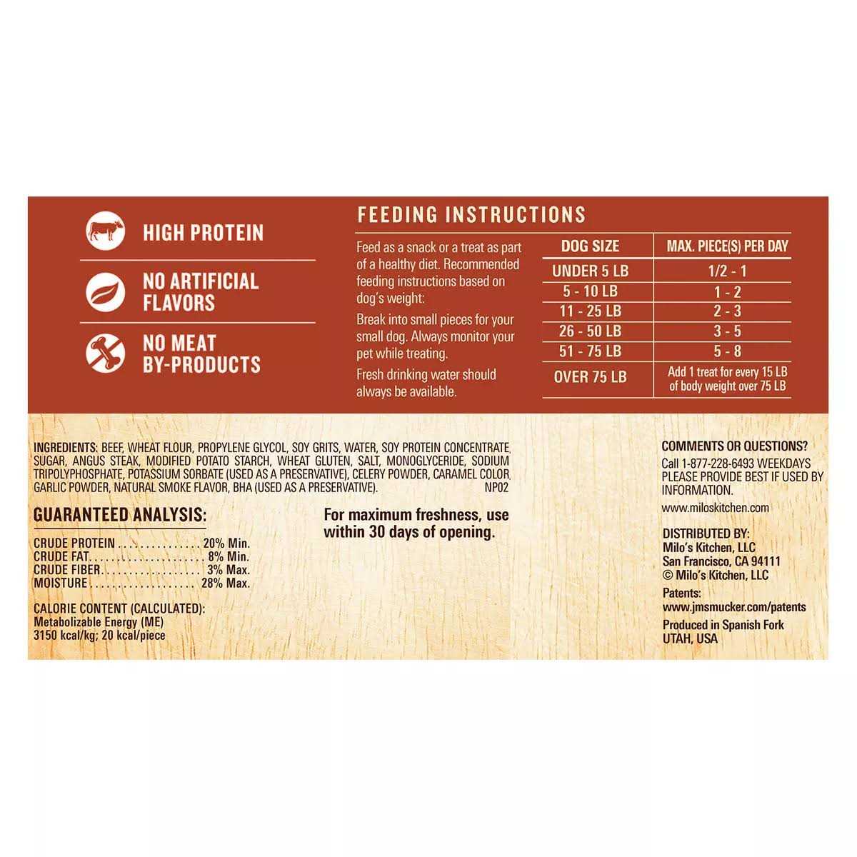 Milo's Kitchen Steak Grillers Dog Treats - Pet Supplies online store