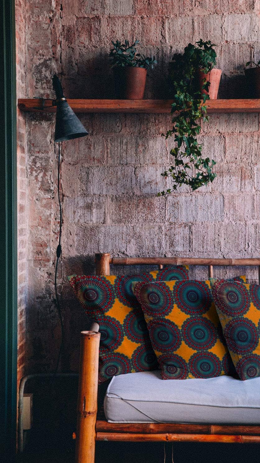 Boho 18 INCH Orange Outdoor Pillow Covers - Set of 2- Moroccan Decorative for Your Patio (18X18 Cover Only)