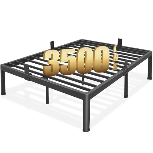 Twin XL Bed Frames with Round Corner Edge Legs 18 inch High 3500 lbs Heavy Duty Metal Platform Bed Frame Twin Size No Box Spring Needed/Non-Slip/Steel Slat Support/Noise Free