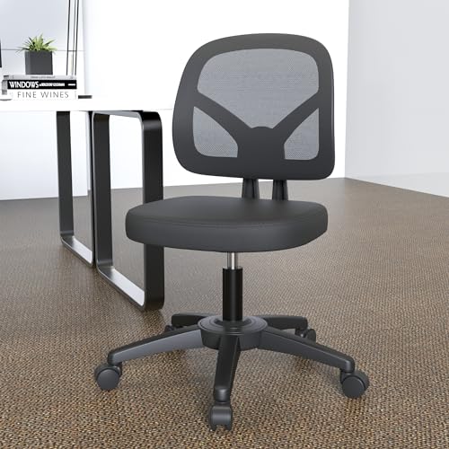 Ergonomic Swivel Mesh Computer Office Desk Chair with Flip Up Armrest and Adjustable Lumbar Support, Mid Back, Black