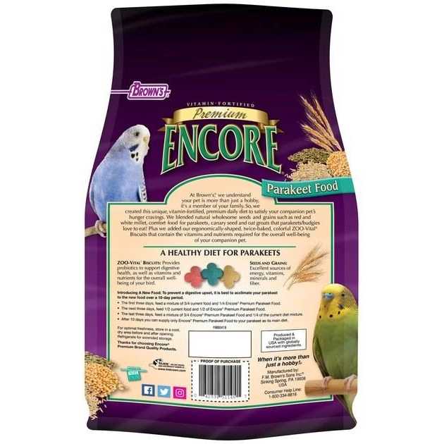 Brown's Encore Premium Parakeet Food - Pet Supplies online store