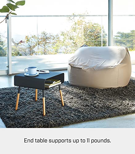 YAMAZAKI home Plain Side Table with Storage Shelf White