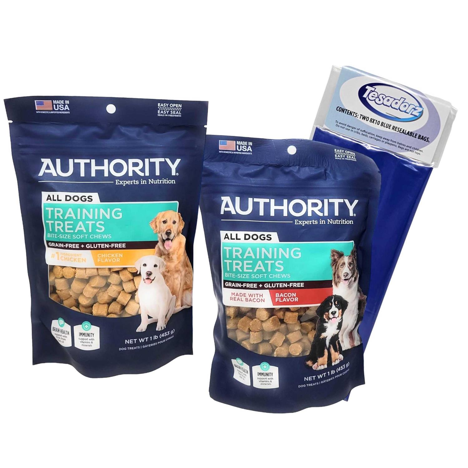 Authority Multivitamin and DHA Support Training Treats Bundle and Tesadorz Resealable Bags - Pet Supplies online store