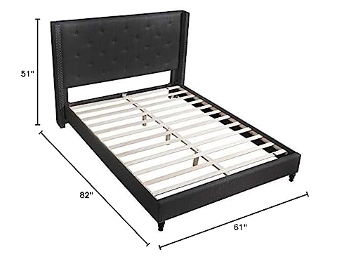 Best Master Furniture Vero Tufted Wingback Platform Bed, Queen, Grey