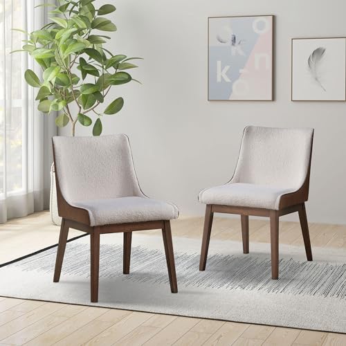 JUSTONE Mid-Century Modern Dining Chairs (Set of 2), Dining Chair Furniture 2-Pack,Farmhouse Solid Oak Wood Chairs w/Comfortable Backrest & Seat,Sturdy Wooden Chairs for Kitchen, Dining Room-Oak