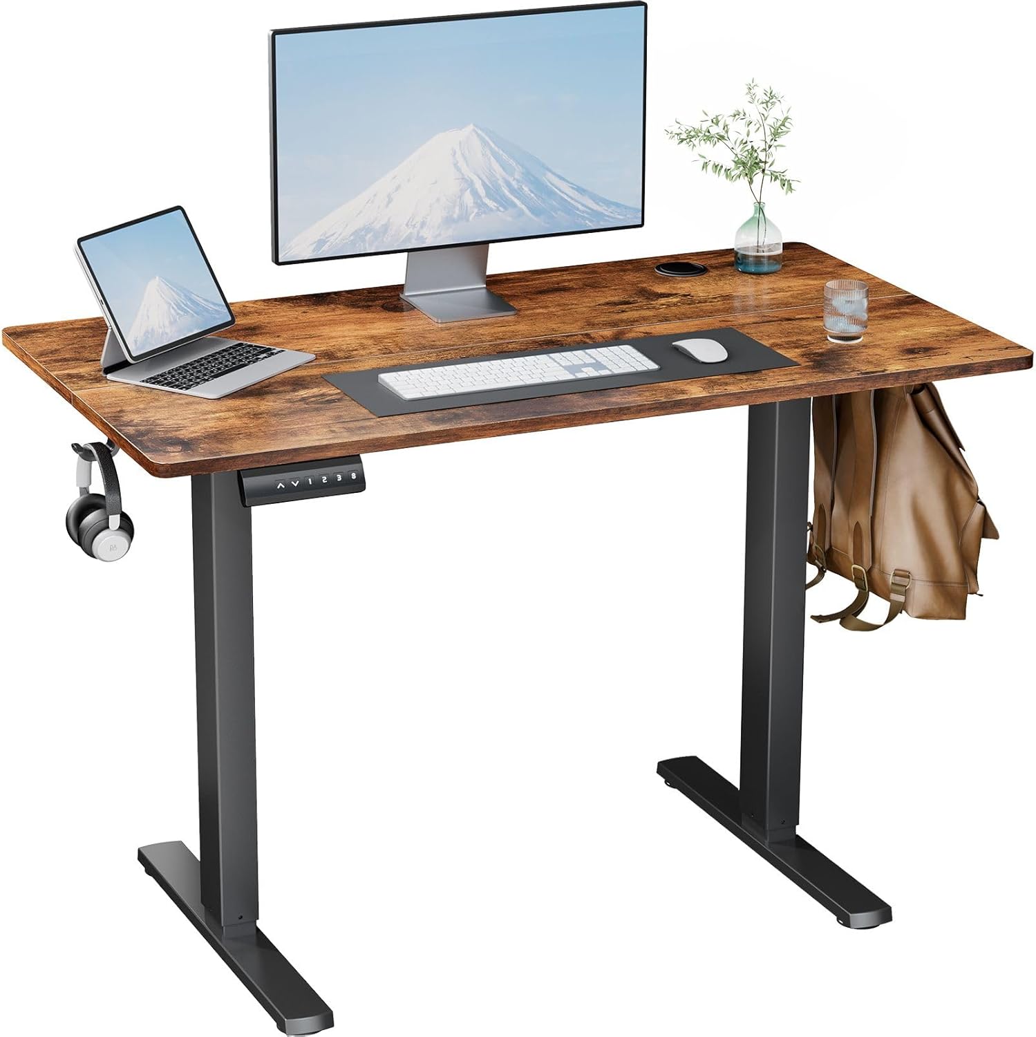 Ergonomic Height Adjustable Table with T-Shaped Metal Bracket Modern Computer Workstations