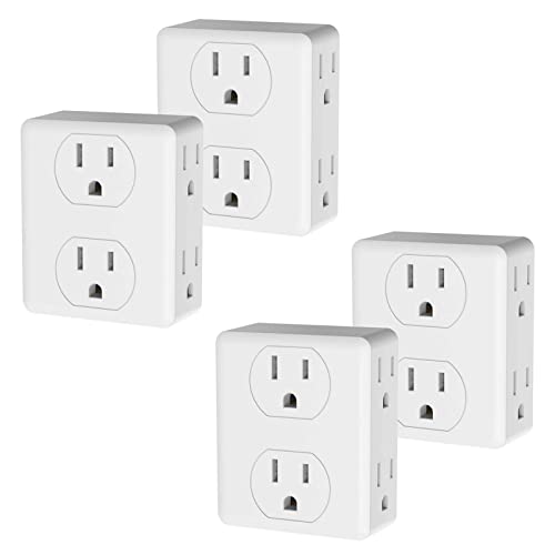 Outlet Extender, HICITY Multi Plug Outlet with 6 Electrical Outlets Adapter, 3-Prong Wall Outlet Tap for Cruise Ship Home Office Dorm, Black (2 Pack)